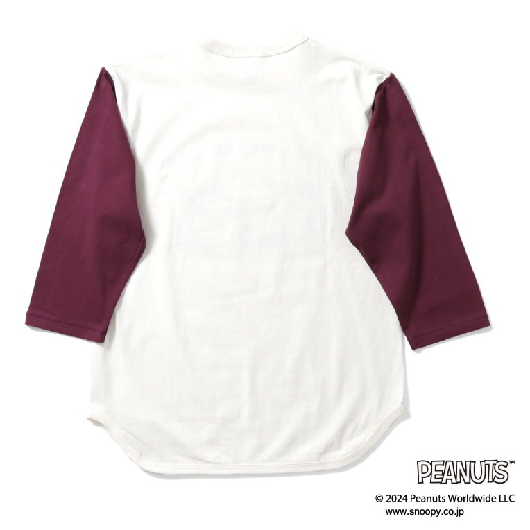 HOUSTON / ヒューストン 22187 PEANUTS BASEBALL TEE (THE GANG'S) / ベースボールTシャツ -全3色- メンズ レディース 七分袖 ピーナッツ スヌーピー レトロ コラボ 大きいサイズ バイカラー 丸胴[22187]