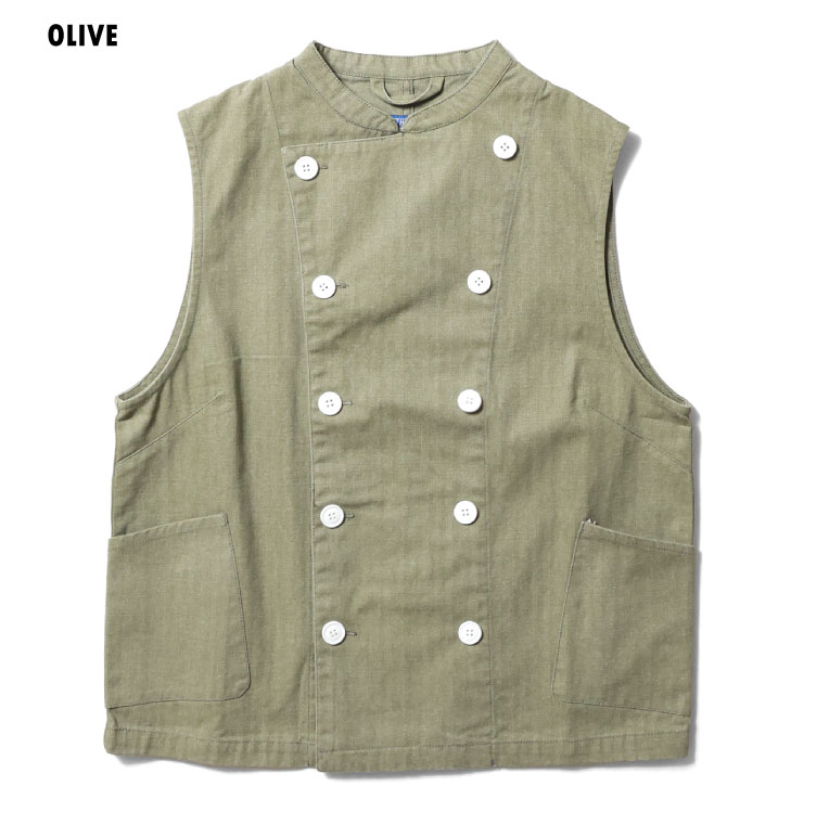 HOUSTON woman / ヒューストン ウーマン 24HL013 COCK VEST / コックベスト -全3色- ビンテージ アウトドア ジレ 刺繍 ミリタリーコックジャケット ポケット アメカジ レディース MILITARY ミリタリー [24HL013]