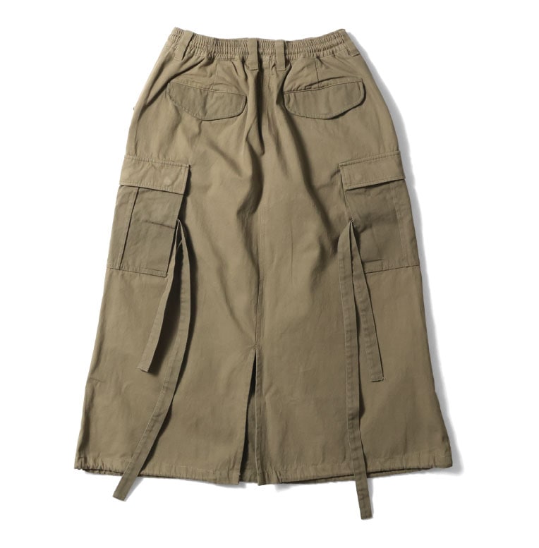 HOUSTON woman / ヒューストン ウーマン 24HL027 M-65 REMAKE SKIRT / M-65リメイクスカート -全3色- ビンテージ アウトドア ヘリンボーン ドローコード 経年変化 ポケット 切り替えスカート アメカジ レディース MILITARY ミリタリー [24HL027]