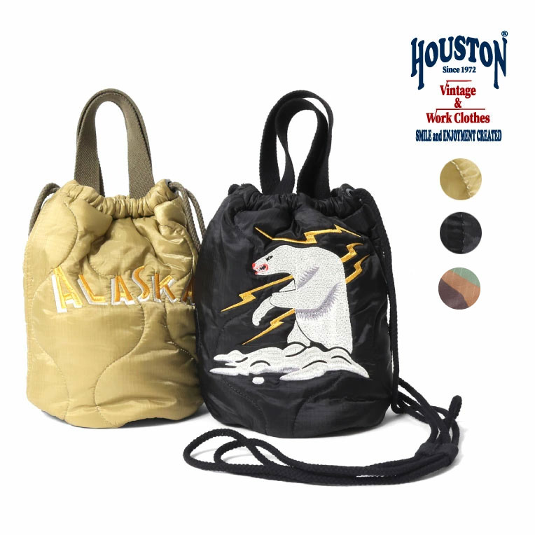 HOUSTON / ヒューストン 6846 EMB QUILTING EFECT BAG (ALASKA) / 刺繍キルティングエフェクトバッグ(アラスカ) -全3色- 