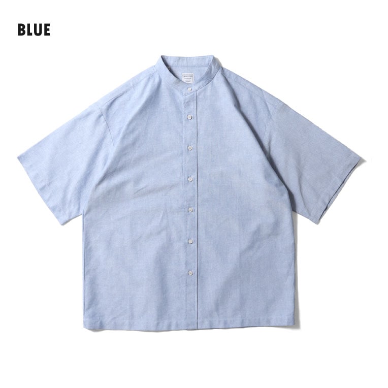 HOUSTON  / ヒューストン 41136 OXFORD S/S BAND COLLAR SHIRT / オックスフォードバンドカラーシャツ -全6色- メンズ シンプル 半袖シャツ ミリタリー カジュアル アメカジ ヴィンテージ  シャンブレー 無地[41136]