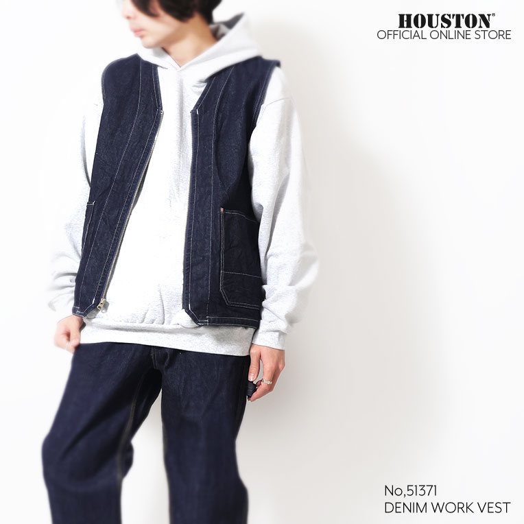 HOUSTON / ヒューストン 51371 SELVEDGE DENIM WORK VEST / セルビッヂ