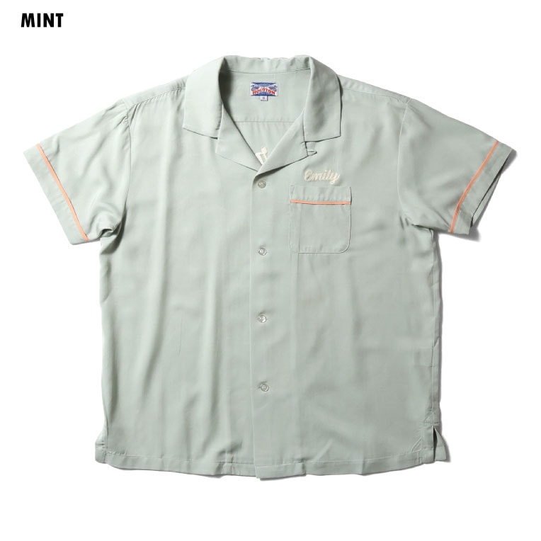 HOUSTON woman / ヒューストン ウーマン 24HL009 BOWLING SHIRT / ボーリングシャツ -全4色- ビンテージ アウトドア 半袖シャツ ポケット アメカジ レディース 大きめ オーバーサイズ MILITARY ミリタリー [24HL009]
