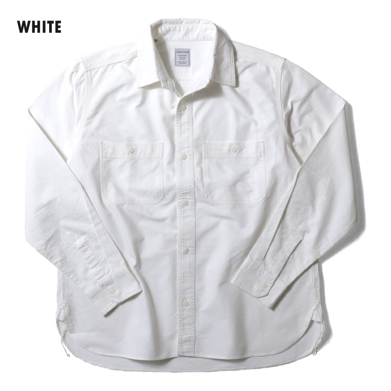 HOUSTON  / ヒューストン 41133 OXFORD L/S WORK SHIRT / オックスフォード長袖ワークシャツ -全6色- メンズ シンプル 長袖シャツ ミリタリー カジュアル アメカジ ヴィンテージ  シャンブレー 無地[41133]