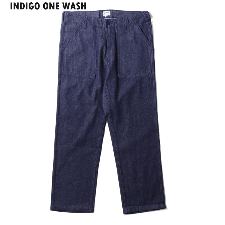 HOUSTON / ヒューストン 10123 DENIM FATIGUE PANTS / デニムファティーグパンツ -全3色-  9.5オンス ジッパーフライ ワンウォッシュ ベイカーパンツ アジャスター ミリタリーパンツ [10123]