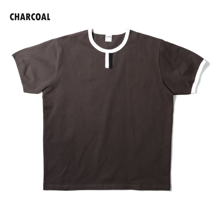 HOUSTON  / ヒューストン 22230 REGATTA TRIM S/S TEE / レガッタトリム半袖Tシャツ -全3色- メンズ シンプル ミリタリー 大きいサイズ バインダーネック アメカジ ヴィンテージ リブ [22230]