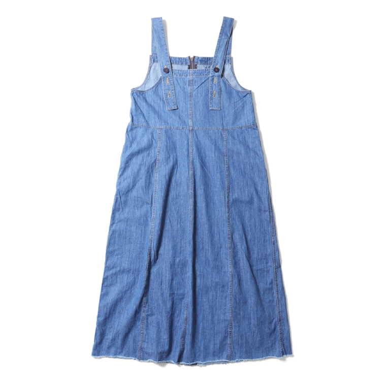 HOUSTON woman / ヒューストン ウーマン 24HL034 6.5oz DENIM JUMPER SKIRT / デニムジャンパースカート -全2色- レディース ワンピース 重ね着 シンプル 無地 加工 経年変化 ヴィンテージ [24HL034]