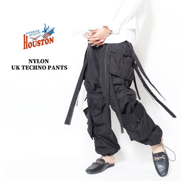 HOUSTON woman / ヒューストン ウーマン 24HL048 NYLON UK TECHNO PANTS / ナイロンテクノパンツ -全4色- アウトドア メンズライク ドローコード ポケット イージーパンツ フランス軍 アメカジ レディース MILITARY ミリタリー ワイドシルエット 2WAY ショーツ [24HL048]