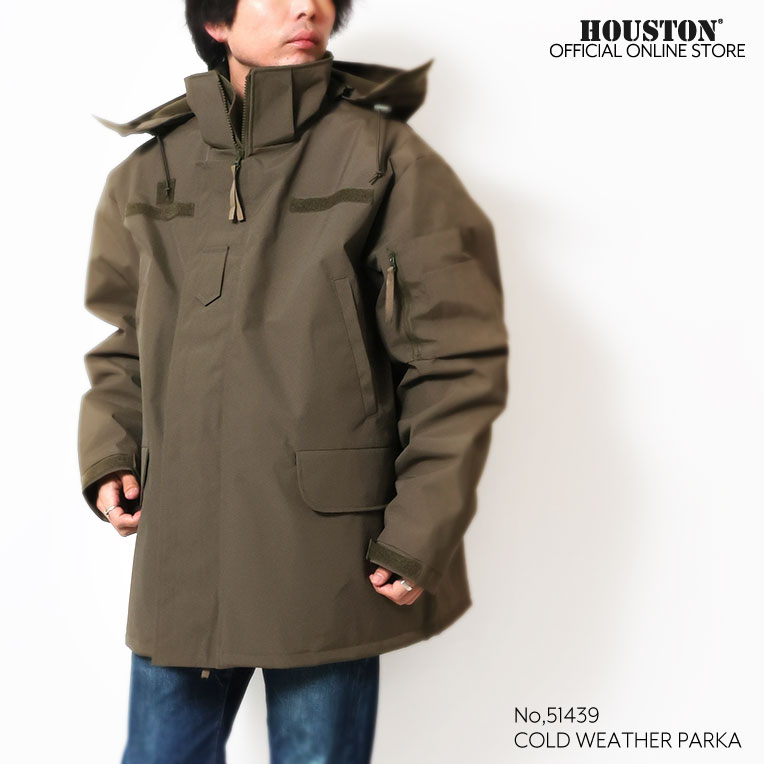 HOUSTON / ヒューストン 51439 COLD WEATHER PARKA / コールドウェザーパーカー -全3色- メンズ キルティング フード スタンドカラー 大きいサイズ 撥水 アウトドア アメカジ ヴィンテージ MILITARY ミリタリー [51439]