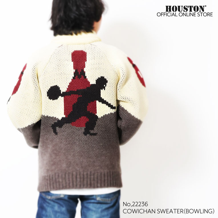 HOUSTON  / ヒューストン 22236 COWICHAN SWEATER (BOWLING)/ カウチンニットセーター (ボーリング) -全3色- 