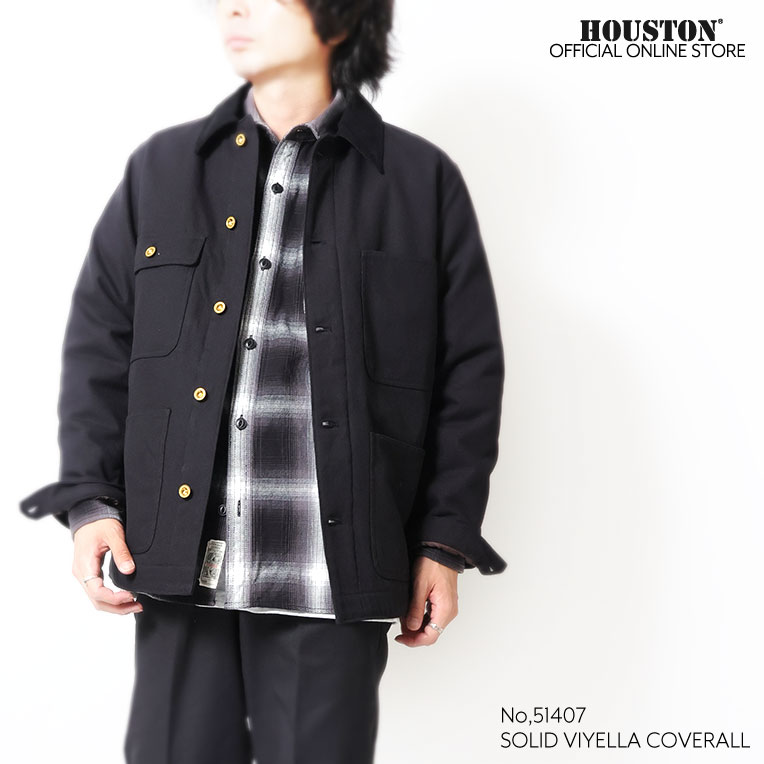 HOUSTON / ヒューストン 51407 SOLID VIYELLA COVERALL / ソリッドビエラカバーオール -全6色-