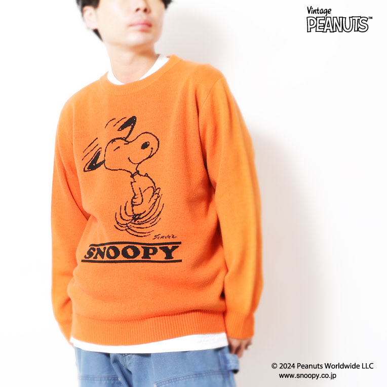HOUSTON / ヒューストン 22255 PEANUTS JQ KNIT SWEATER (SNOOPY) / ジャガードニットセーター (スヌーピー) -全3色- メンズ レディース ピーナッツ レトロ コラボ 別注[22255]
