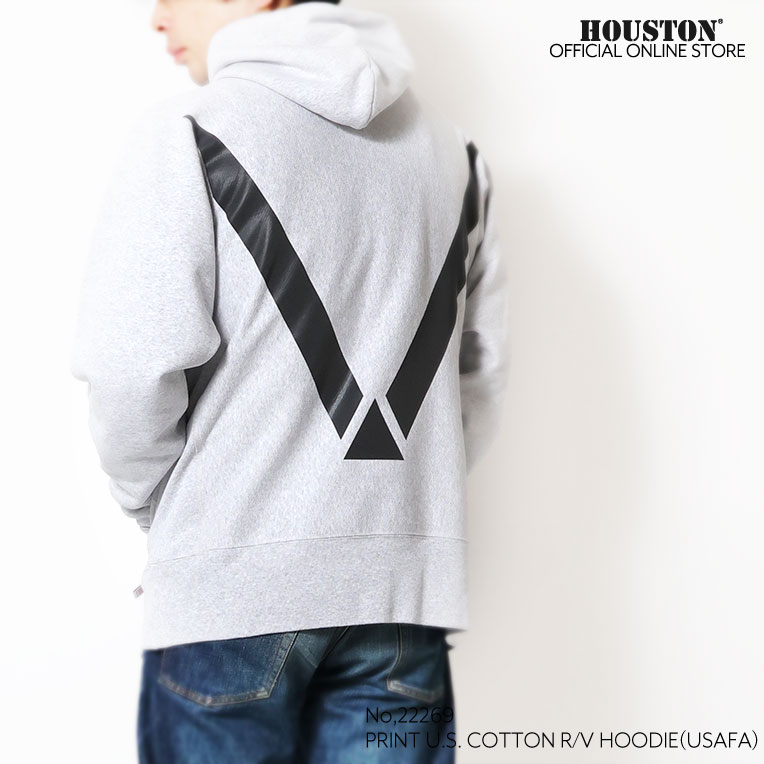 HOUSTON  / ヒューストン 22269 PRINT U.S. COTTON R/V HOODIE(USAFA) / U.S.コットンフーディ -全2色- メンズ ミリタリー MILITARY アメカジ 無地 ビンテージ パーカー PARKA [22269]