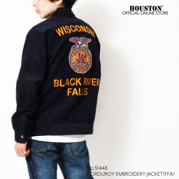 HOUSTON / ヒューストン 51448 CORDUROY EMBROIDERY JACKET (FFA) / コーデュロイ刺繍ジャケット -全3色-