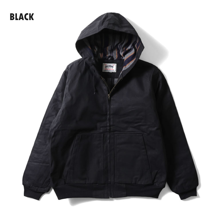 HOUSTON / ヒューストン 51403 DUCK ZIP WORK HOODIE / ダックジップワークフーディー -全2色- メンズ ショート丈 無地 ブランケットライナー 厚手 ワーク アウトドア MILITARY ミリタリー アメカジ ヴィンテージ パーカー PARKA [51403]