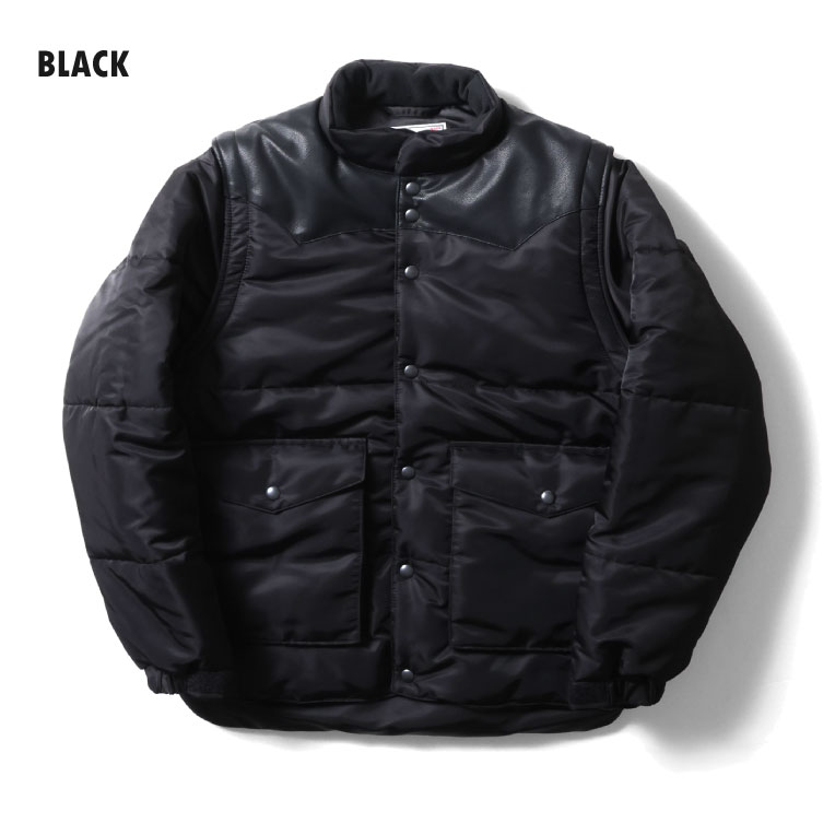 HOUSTON / ヒューストン 51431 NYLON 2WAY PADDING JACKET / ナイロン2ウェイパディングジャケット -全3色- メンズ 無地 中綿 厚手 ベスト アウトドア アメカジ ヴィンテージ MILITARY ミリタリー [51431]