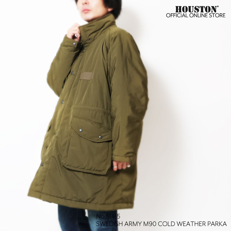HOUSTON / ヒューストン 51415 SWEDISH ARMY M90 COLD WEATHER PARKA / スウェーデン軍M90コールドウェザーパーカー -全2色- メンズ 無地 中綿 アウトドア アメカジ ヴィンテージ MILITARY ミリタリー フード [51415]