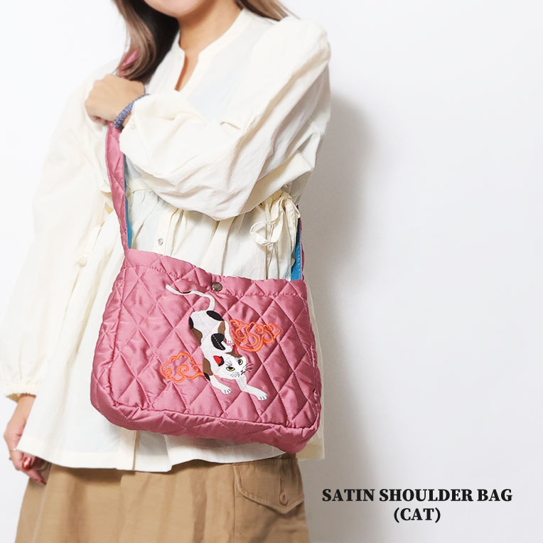 HOUSTON woman / ヒューストンウーマン 6011W SATIN SHOULDER BAG (CAT) / サテンショルダーバッグ (キャット) -全3色-