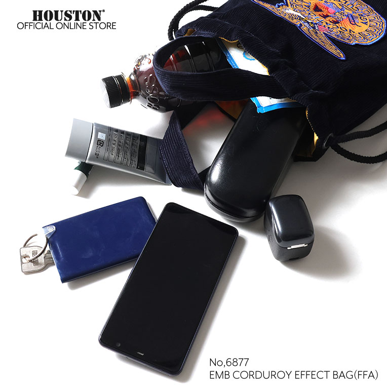 HOUSTON / ヒューストン 6877 EMB CORDUROY EFFECT BAG (FFA) / 刺繍コーデュロイエフェクトバッグ -全3色-