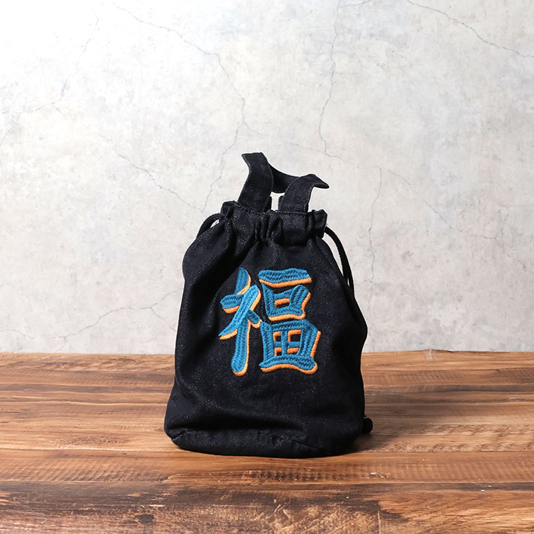 HOUSTON / ヒューストン 6880 EMB DENIM EFFECT BAG (TIGER) / 刺繍デニムエフェクトバッグ -全4色-