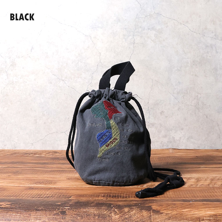 HOUSTON / ヒューストン 6879 EMB PIGMENT EFFECT BAG (MAP) / 刺繍ピグメントエフェクトバッグ -全3色- 