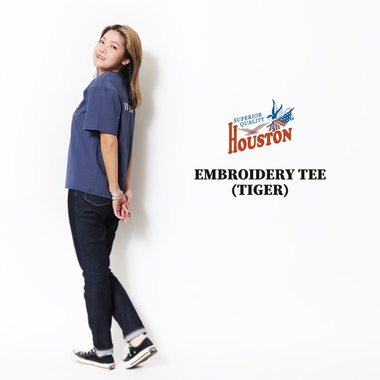 HOUSTON woman / ヒューストン ウーマン 2008W EMBROIDERY TEE (TIGER) / 刺繍TEE -全3色- 