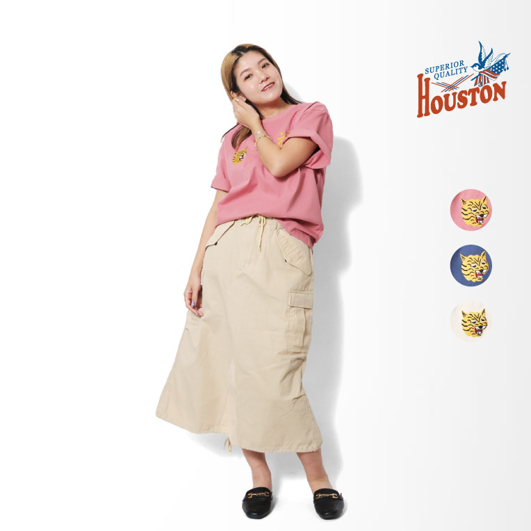 HOUSTON woman / ヒューストン ウーマン 2008W EMBROIDERY TEE (TIGER) / 刺繍TEE -全3色- 