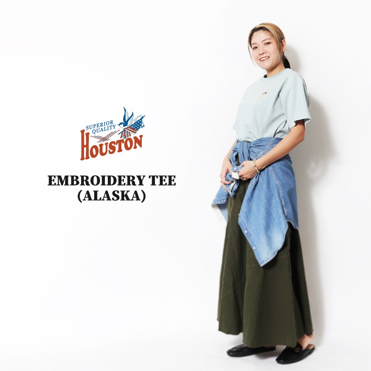 HOUSTON woman / ヒューストン ウーマン 2010W EMBROIDERY TEE (ALASKA) / 刺繍TEE -全3色- 