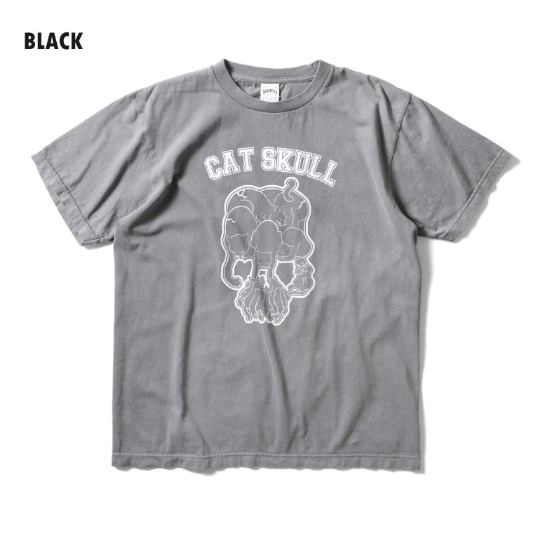 HOUSTON  / ヒューストン 22310 PIGMENT PRINT TEE(CAT SKULL) / ピグメントプリント半袖Tシャツ -全3色- 