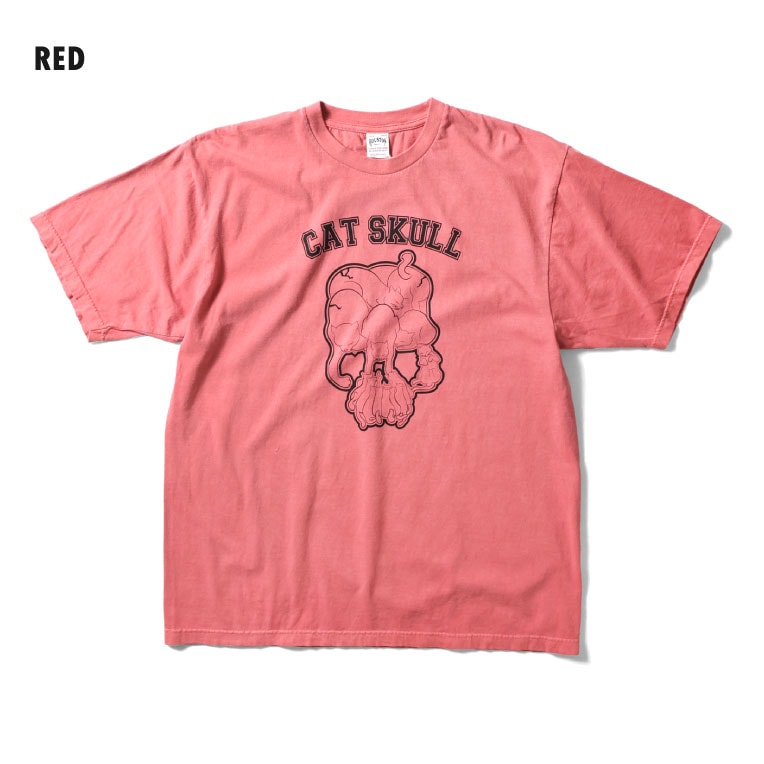 HOUSTON  / ヒューストン 22310 PIGMENT PRINT TEE(CAT SKULL) / ピグメントプリント半袖Tシャツ -全3色- 