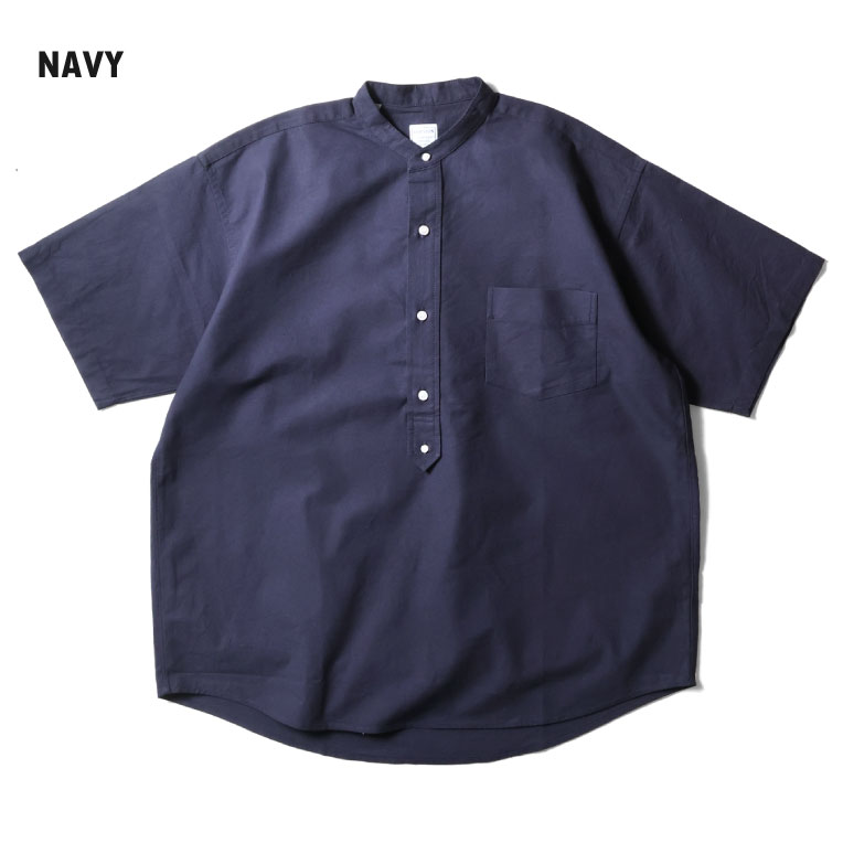 HOUSTON / ヒューストン 41191 OXFORD S/S BAND PULLOVER SHIRT / オックスフォードバンドカラープルオーバー半袖シャツ -全4色- 