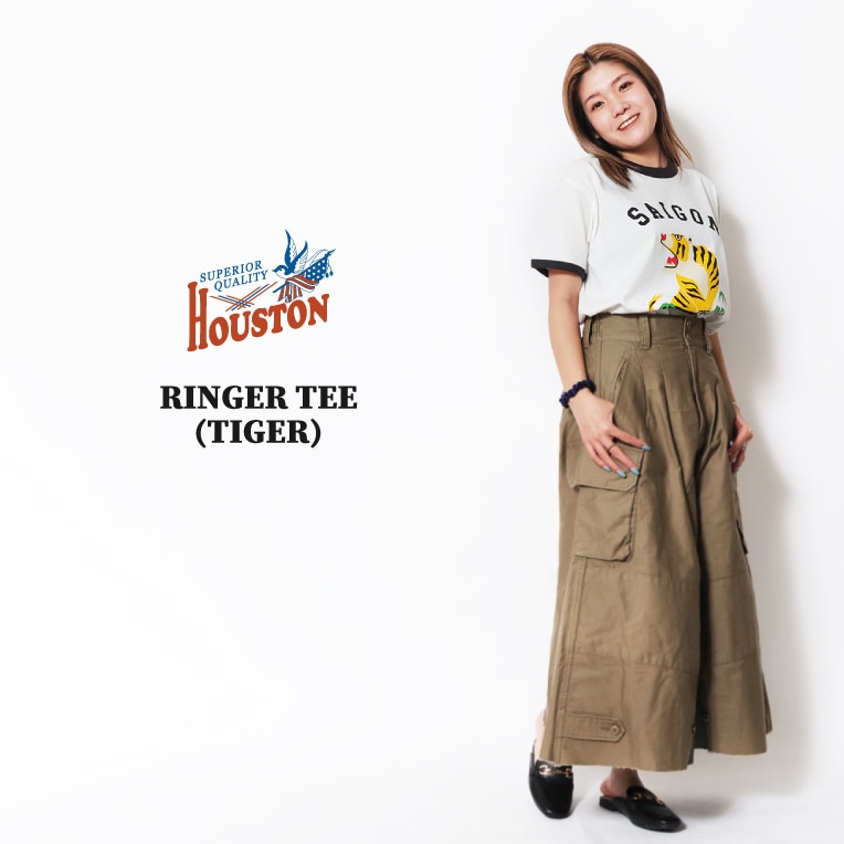 HOUSTON woman / ヒューストン ウーマン 2017W RINGER TEE (TIGER) / リンガーTEE -全3色- 