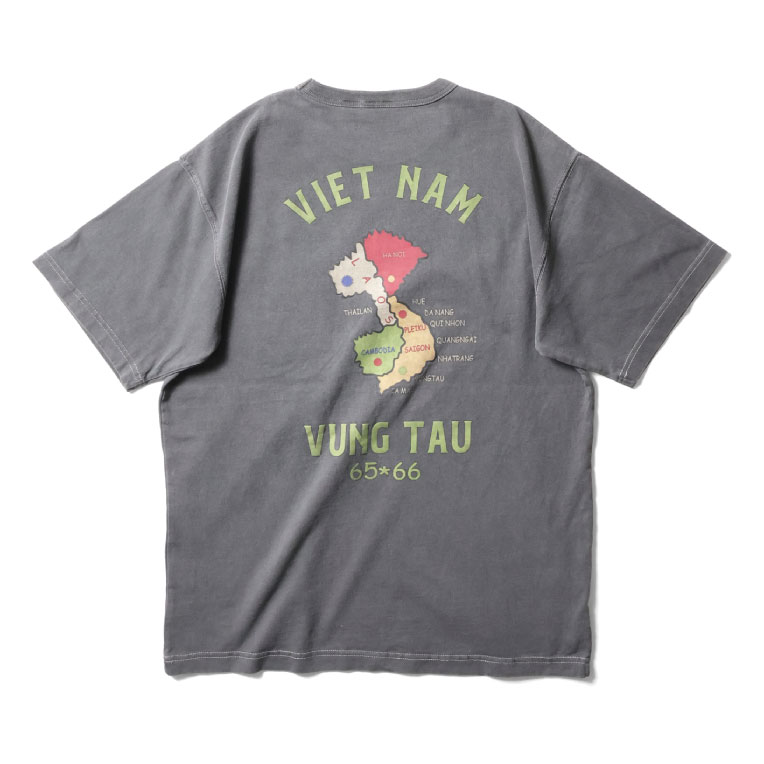 HOUSTON  / ヒューストン 22298 PIGMENT FOAM PT SOUVENIR TEE(MAP) / ピグメント発泡プリント刺繍半袖Tシャツ -全4色-
