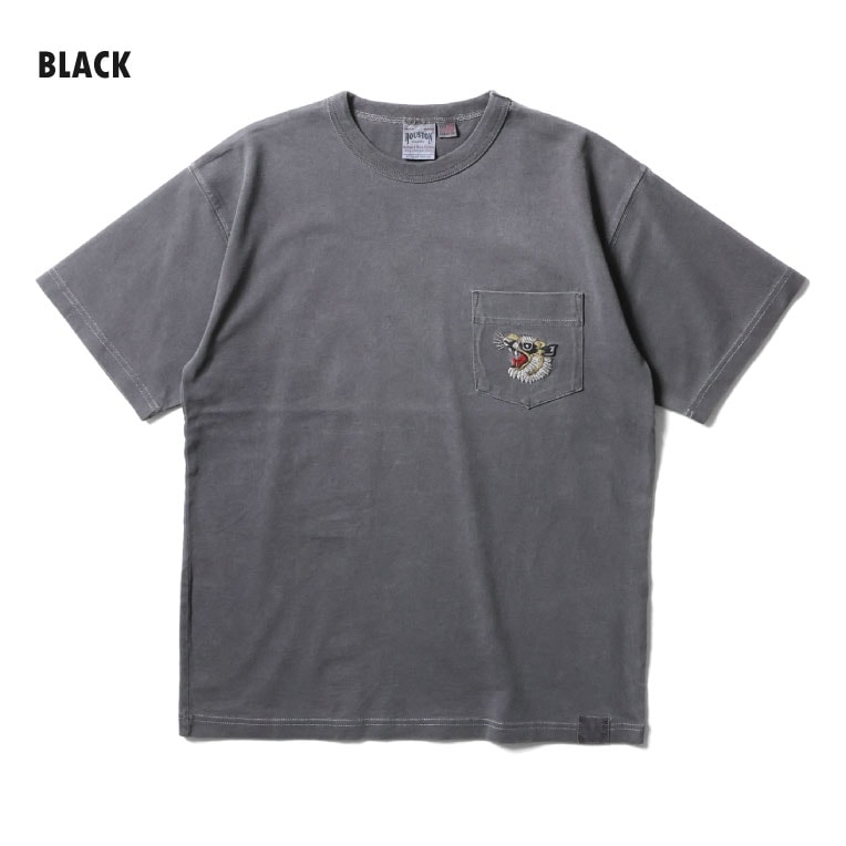 HOUSTON  / ヒューストン 22299 PIGMENT FOAM PT SOUVENIR TEE(TIGER) / ピグメント発泡プリント刺繍半袖Tシャツ -全4色- 
