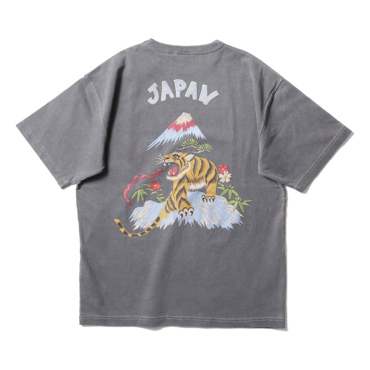 HOUSTON  / ヒューストン 22299 PIGMENT FOAM PT SOUVENIR TEE(TIGER) / ピグメント発泡プリント刺繍半袖Tシャツ -全4色- 