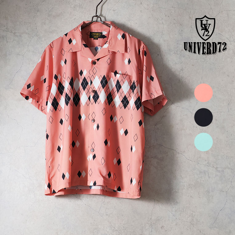 UNIVERD72 / ユニバード72 41235 DRY ALOHA SHIRT (ARGYLE) / アロハシャツ -全3色-