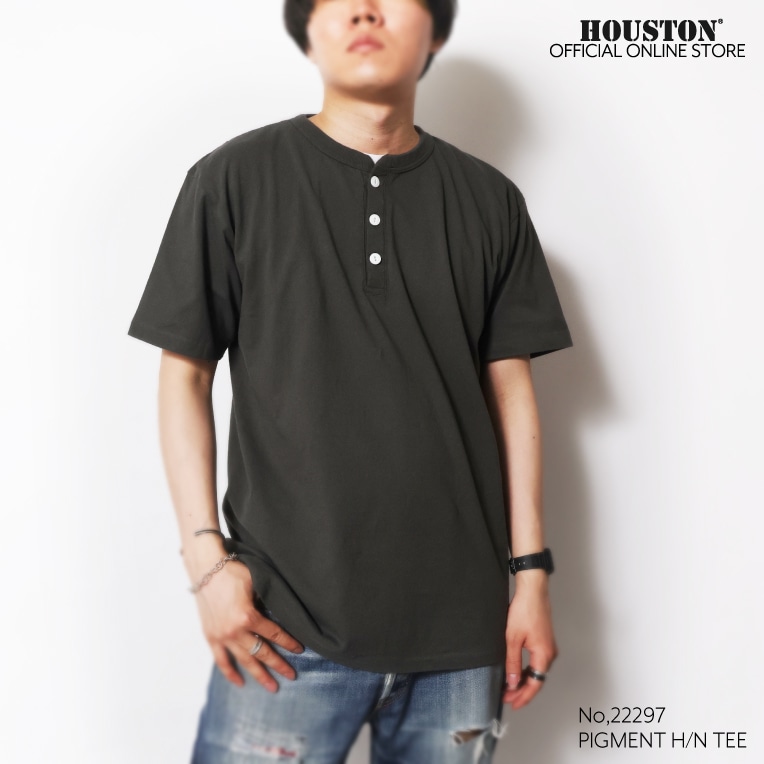 HOUSTON  / ヒューストン 22297 PIGMENT H/N TEE / ピグメントヘンリーネックTシャツ -全8色- 