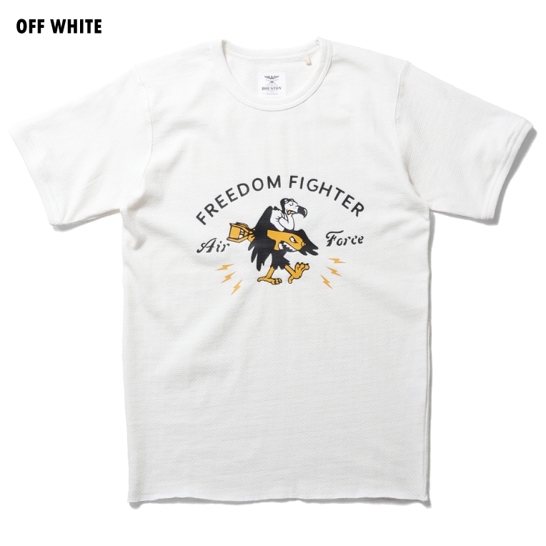 HOUSTON  / ヒューストン 22293 MESH C/N PRINT TEE (FREEDOM FIGHTER) / メッシュ クルーネック プリント Tシャツ (フリーダムファイター) -全3色-