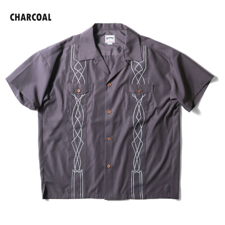HOUSTON / ヒューストン 41204 CORD EMBROIDERY S/S SHIRT(CHEST POCKET) / コード刺繍半袖シャツ -全3色-
