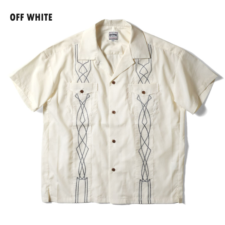 HOUSTON / ヒューストン 41204 CORD EMBROIDERY S/S SHIRT(CHEST POCKET) / コード刺繍半袖シャツ -全3色-