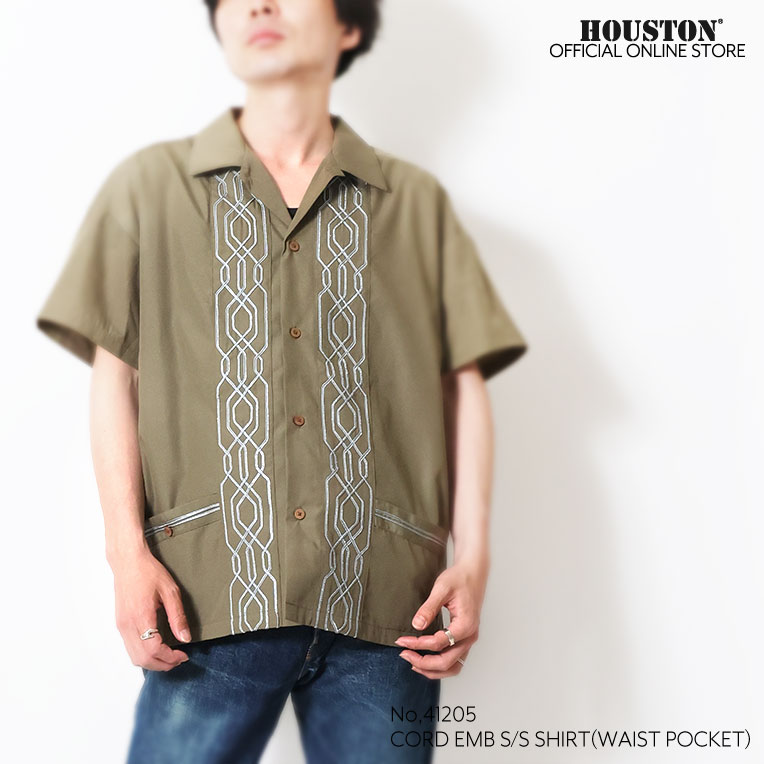 HOUSTON / ヒューストン 41205 CORD EMBROIDERY S/S SHIRT(WAIST POCKET) / コード刺繍半袖シャツ -全3色- 