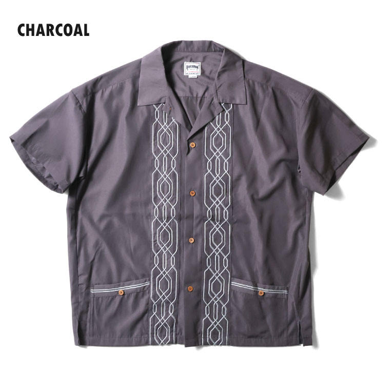 HOUSTON / ヒューストン 41205 CORD EMBROIDERY S/S SHIRT(WAIST POCKET) / コード刺繍半袖シャツ -全3色- 