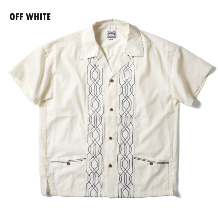 HOUSTON / ヒューストン 41205 CORD EMBROIDERY S/S SHIRT(WAIST POCKET) / コード刺繍半袖シャツ -全3色- 