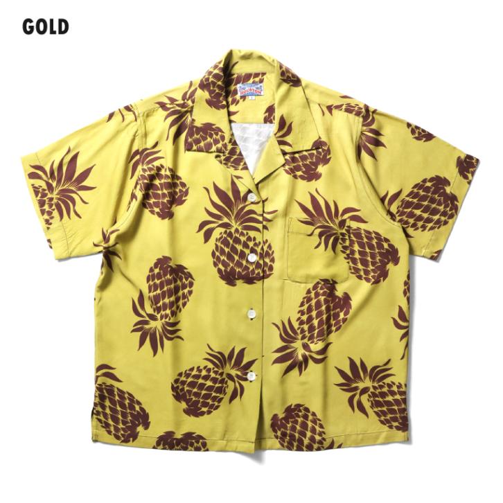 HOUSTON woman / ヒューストン ウーマン 4027W ALOHA SHIRT（PINEAPPLE) / アロハシャツ -全4色-
