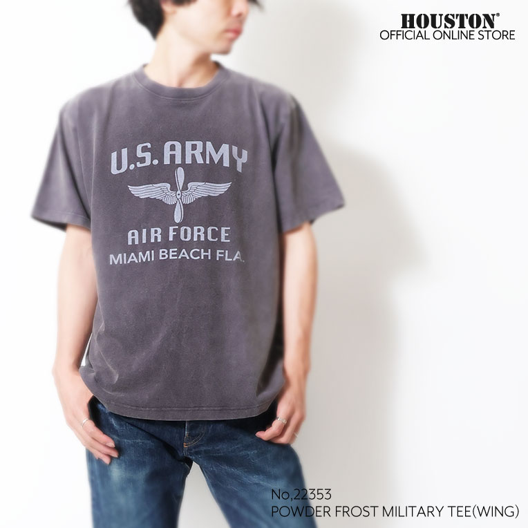 HOUSTON / ヒューストン 22353 POWDER FROST MILITARY TEE(WING) / パウダーフロストミリタリープリント半袖Tシャツ -全5色-