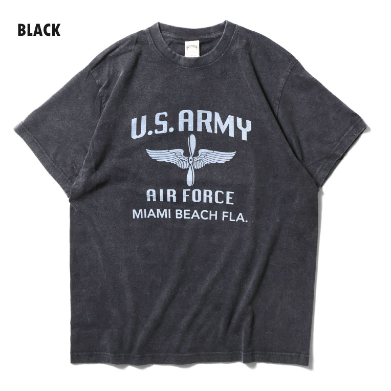HOUSTON / ヒューストン 22353 POWDER FROST MILITARY TEE(WING) / パウダーフロストミリタリープリント半袖Tシャツ -全5色-