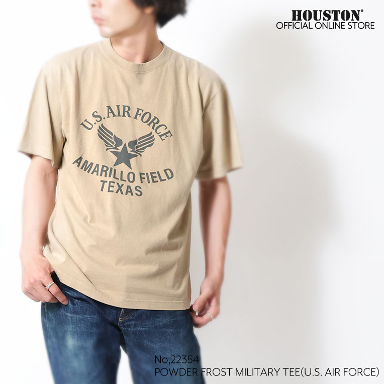 HOUSTON  / ヒューストン 22354 POWDER FROST MILITARY TEE(US AIR FORCE) / パウダーフロストミリタリープリント半袖Tシャツ -全6色- メンズ MILITARY アメカジ ビンテージ 5.6oz[22354]