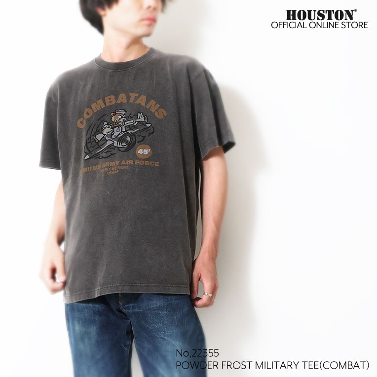 HOUSTON / ヒューストン 22355 POWDER FROST MILITARY TEE(COMBAT) / パウダーフロストミリタリープリント半袖Tシャツ -全3色-