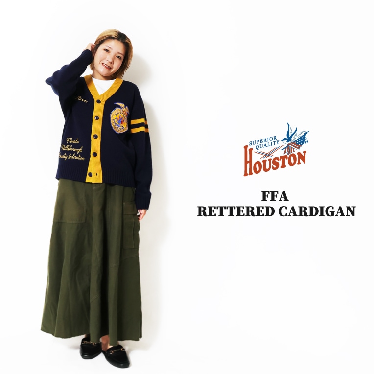 HOUSTON woman / ヒューストン ウーマン 2028W FFA RETTERED CARDIGAN / FFAレタードカーディガン -全3色- 