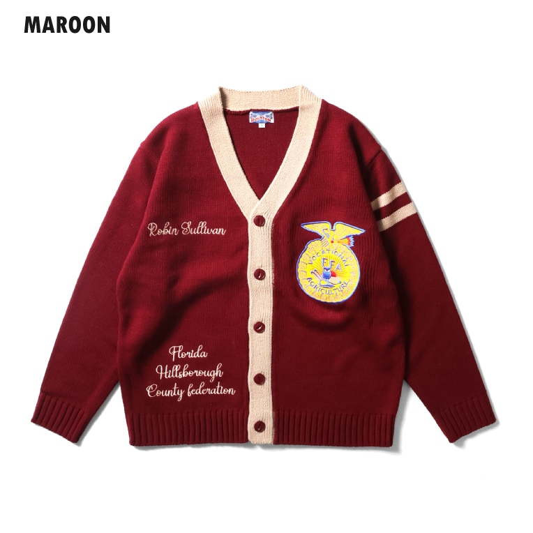 HOUSTON woman / ヒューストン ウーマン 2028W FFA RETTERED CARDIGAN / FFAレタードカーディガン -全3色- 